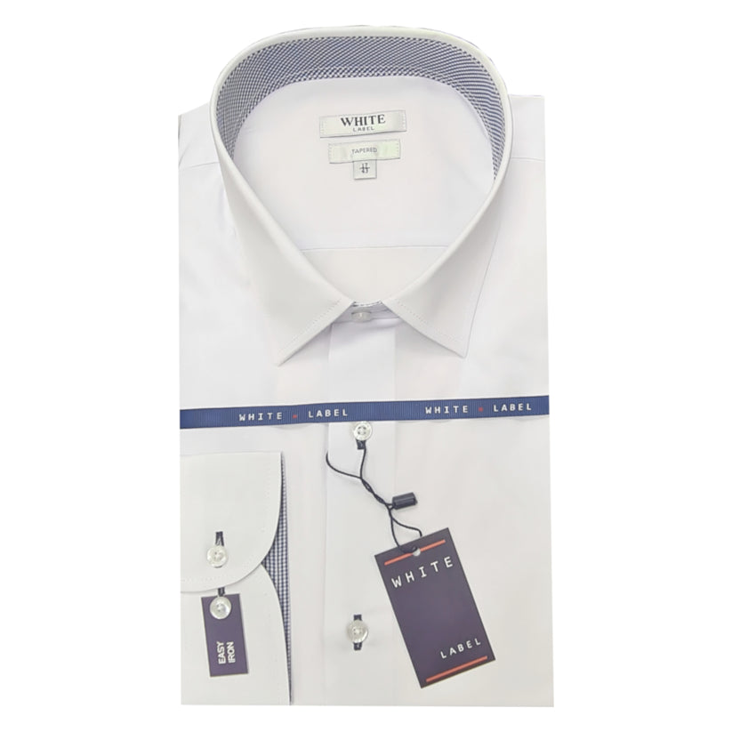 WHITE LABEL TAPERED FIT SHIRT  (5076) - WHITE