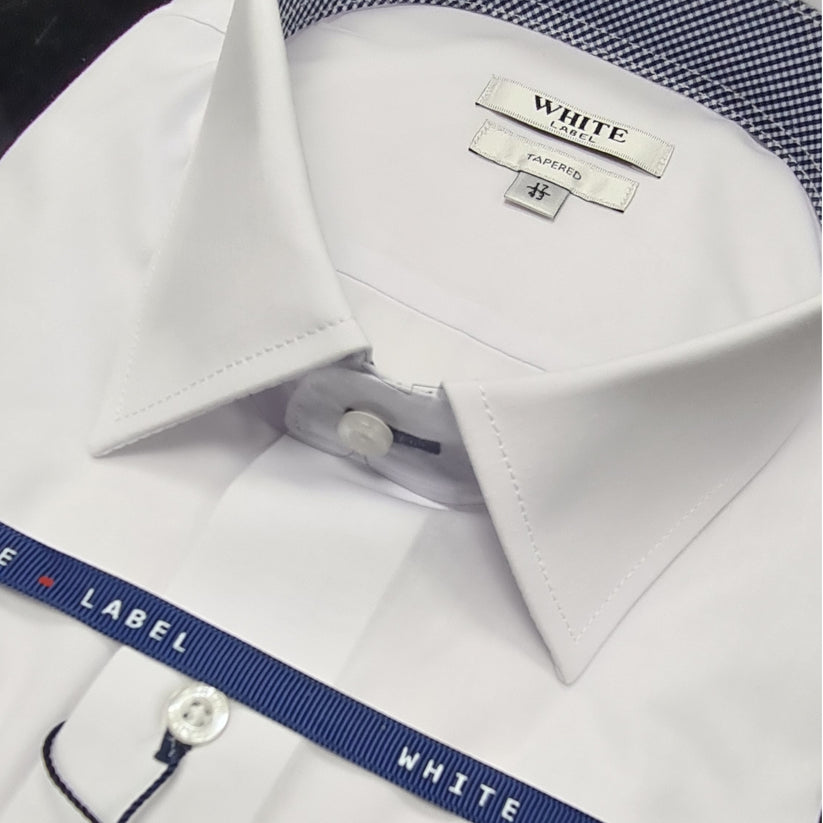 WHITE LABEL TAPERED FIT SHIRT  (5076) - WHITE