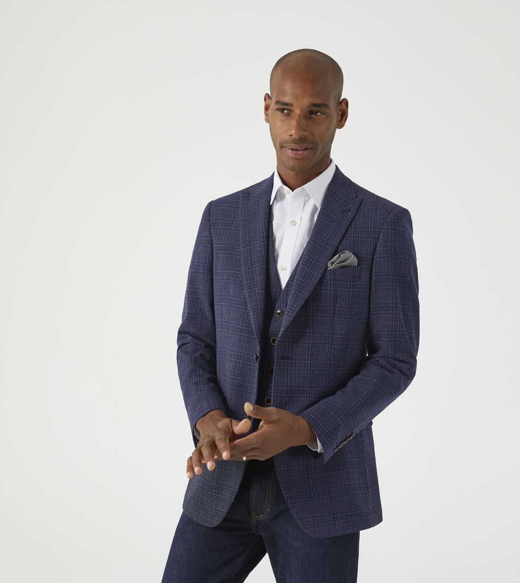 SKOPES JEREMIAH CHECK BLAZER - BLUE/GREY CHECK