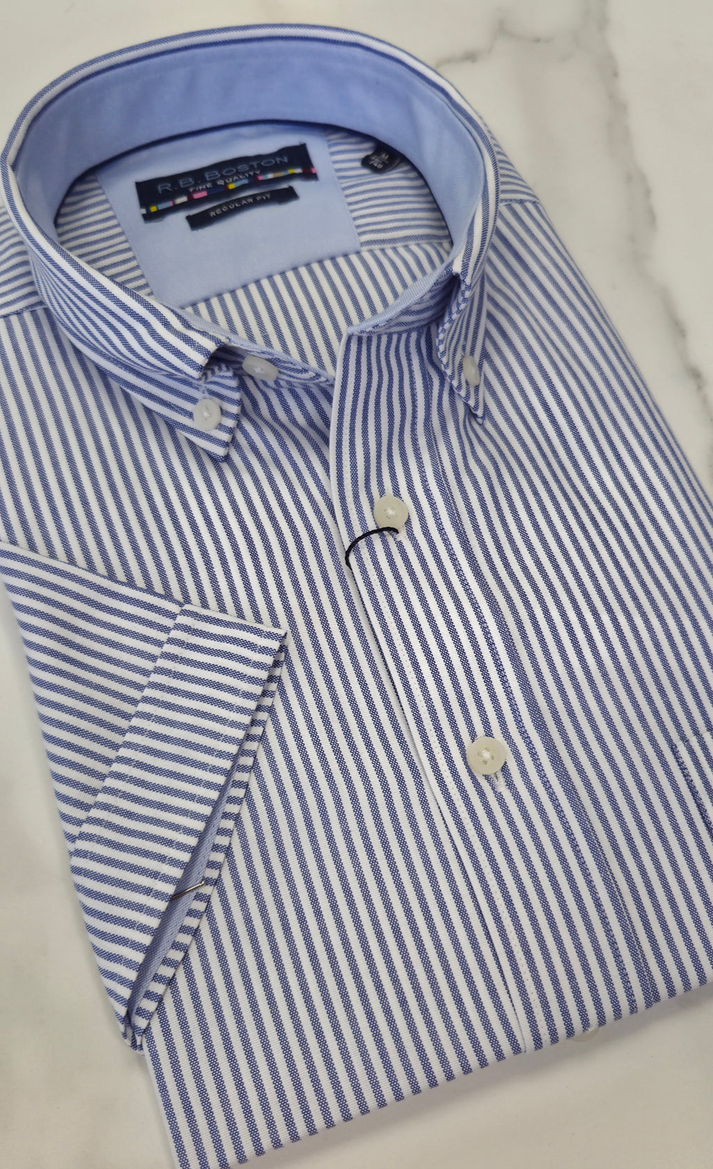 R.B BOSTON STRIPE S/S SHIRT (616670/65) - BLUE/WHITE