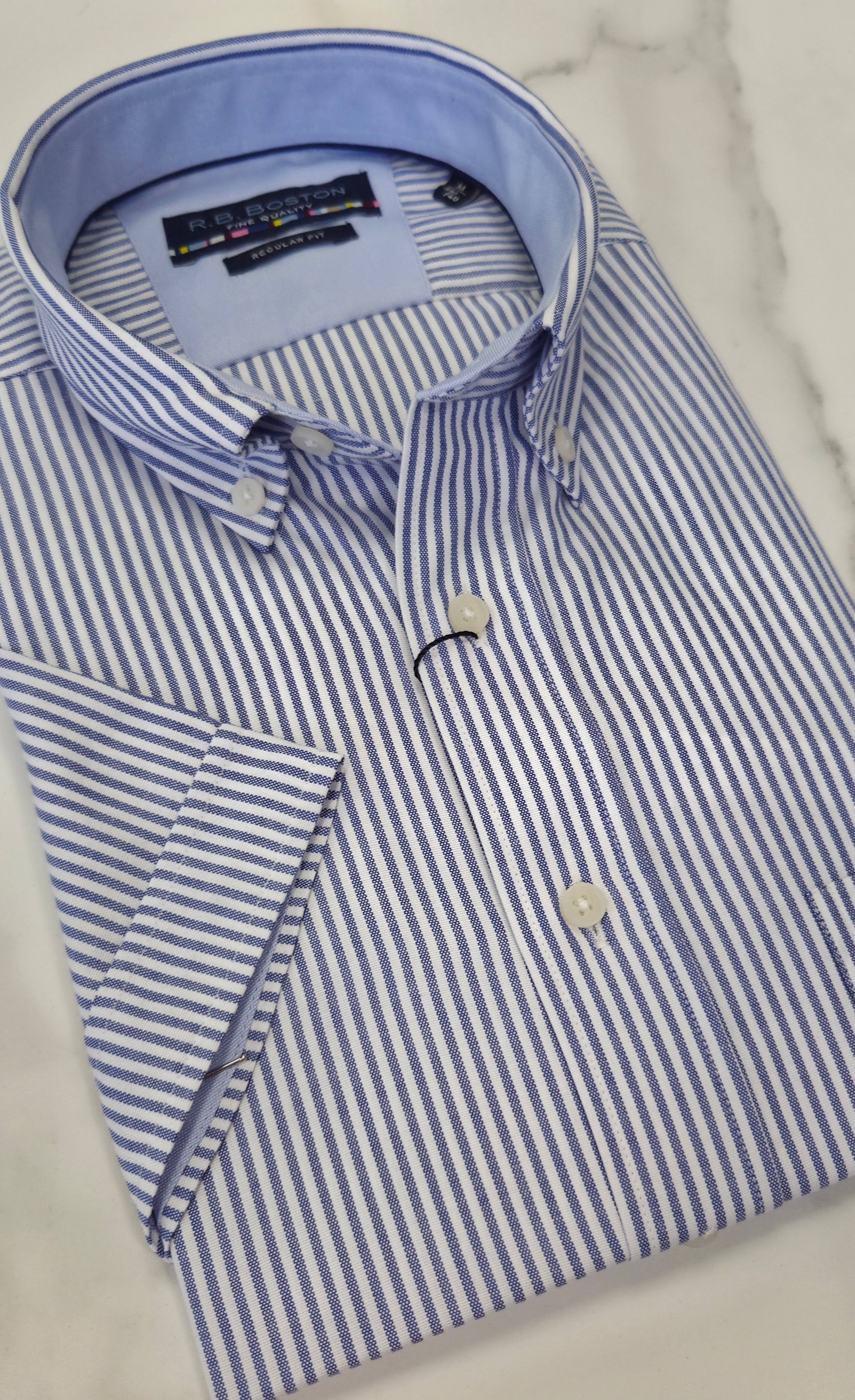 R.B BOSTON STRIPE S/S SHIRT (616670/65) - BLUE/WHITE