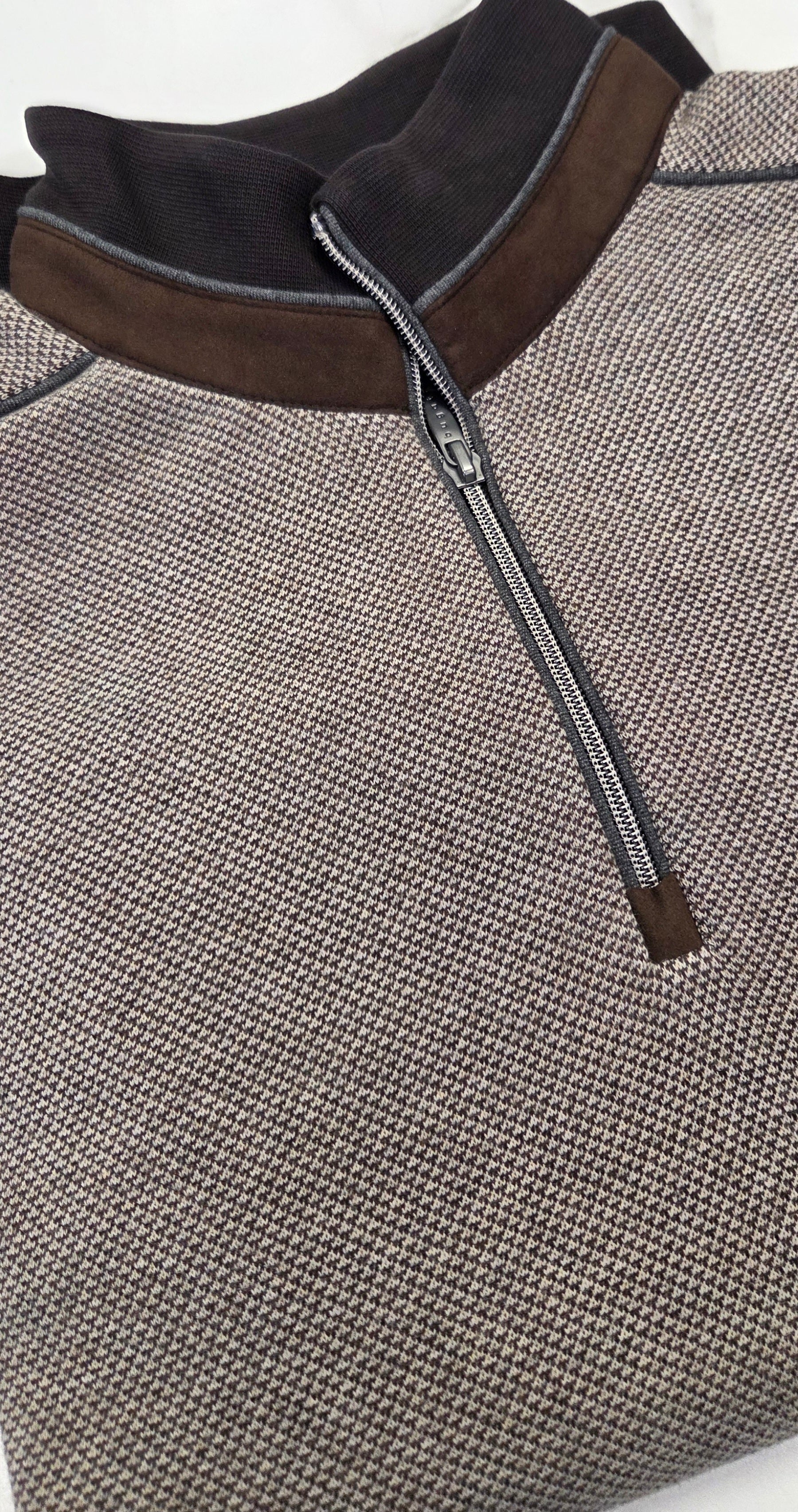BUGATTI 1/4 ZIP TROYER KNIT (85060D/90) - BROWN/BEIGE
