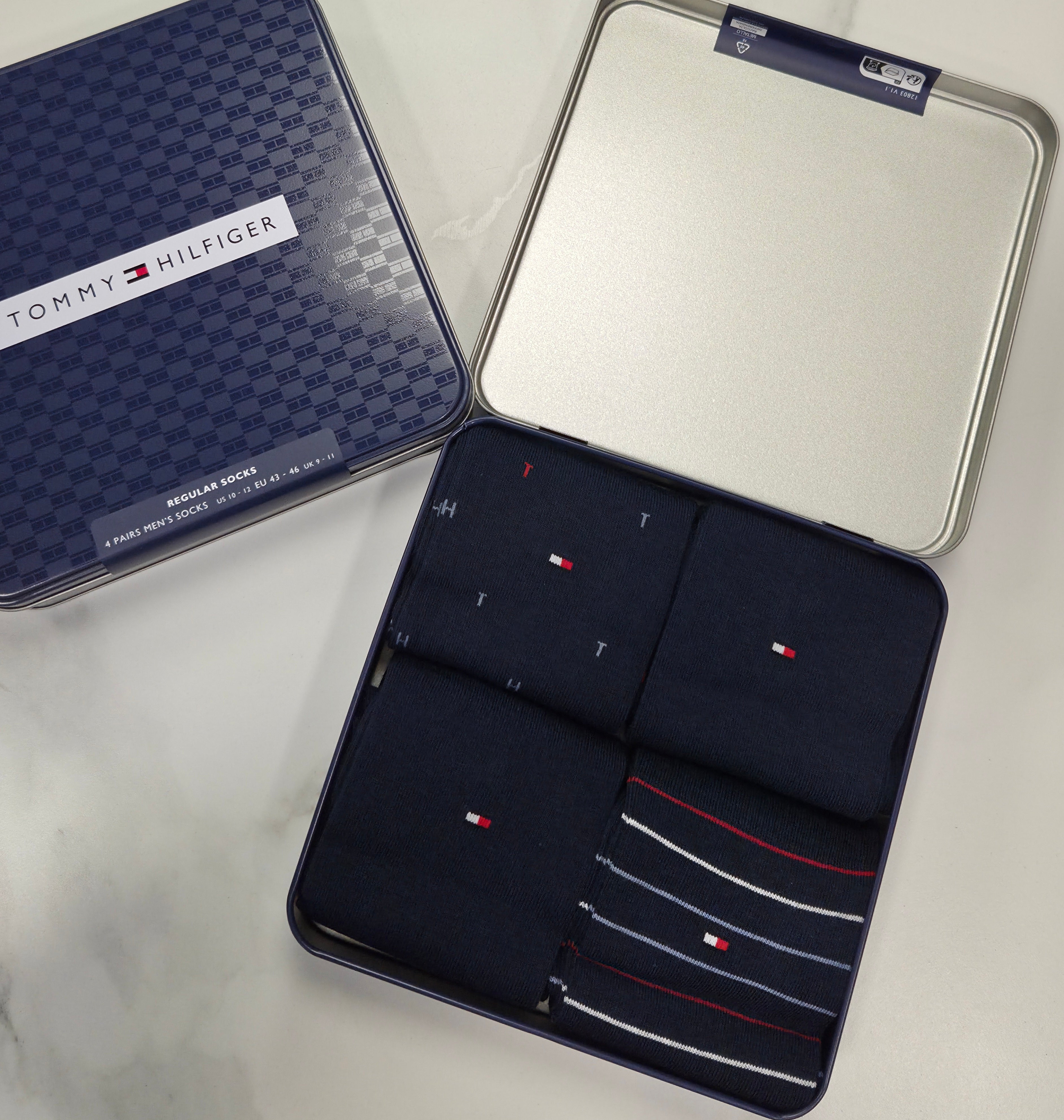 TOMMY HILFIGER SOCK 4 PACK TIN - NAVY