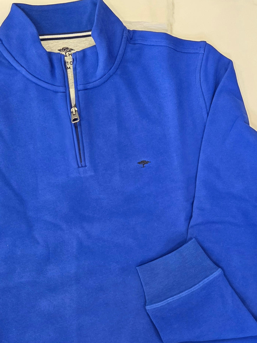 FYNCH HATTON 1/4 ZIP SWEATSHIRT - BLUE