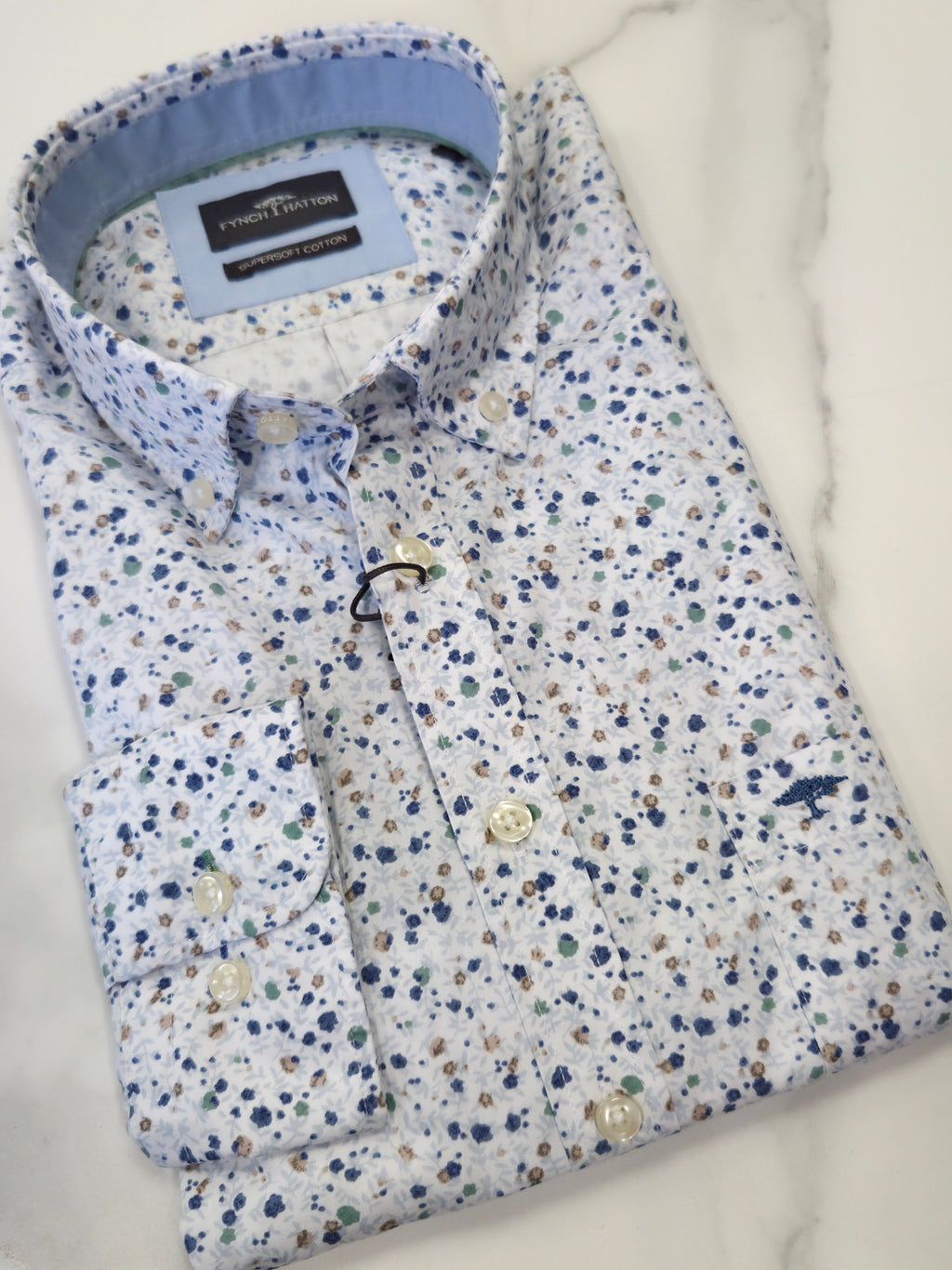FYNCH HATTON FLOWER PRINT L/S SHIRT - MULTI