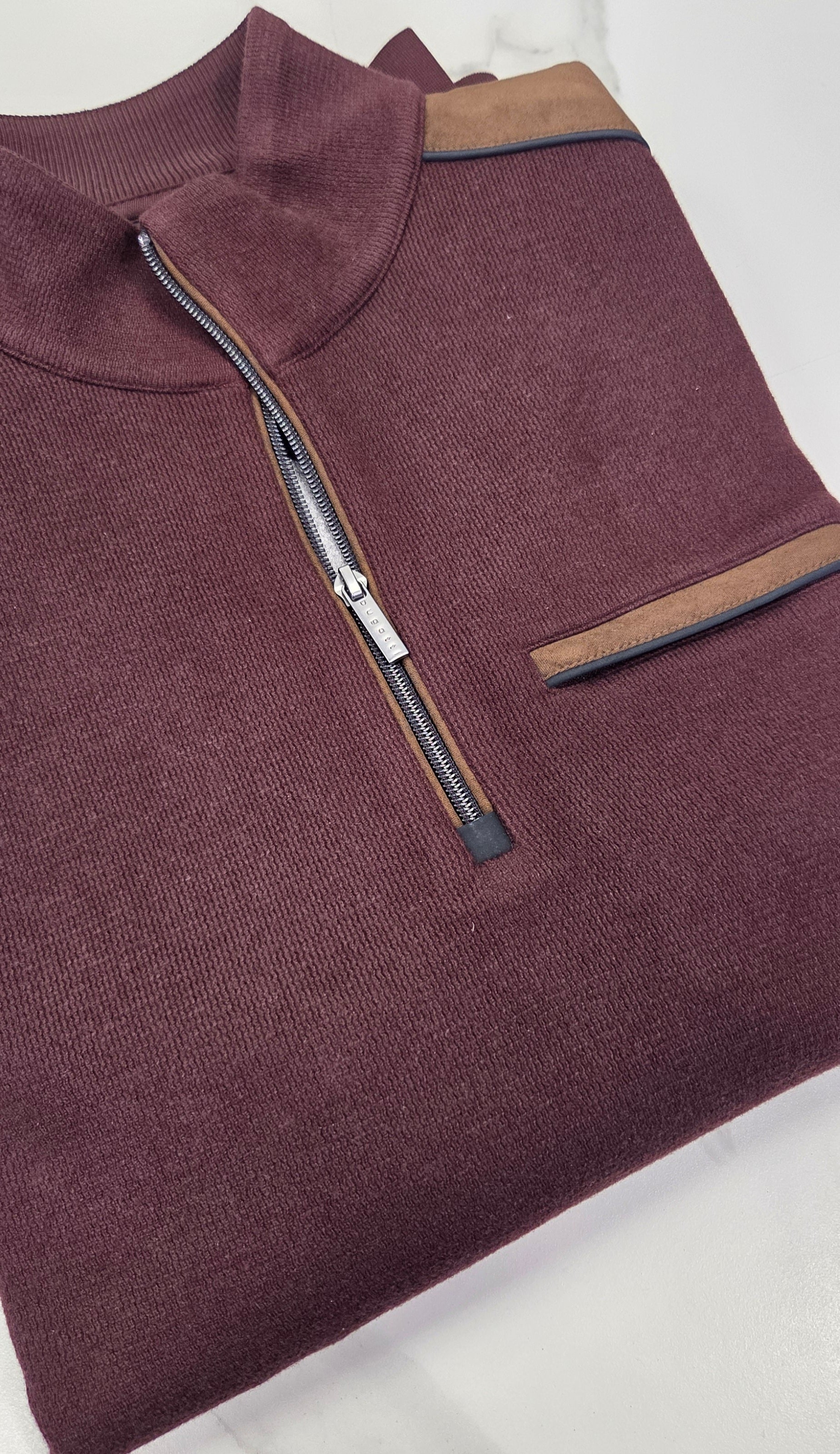 BUGATTI 1/4 ZIP TROYER SWEAT - BURGUNDY