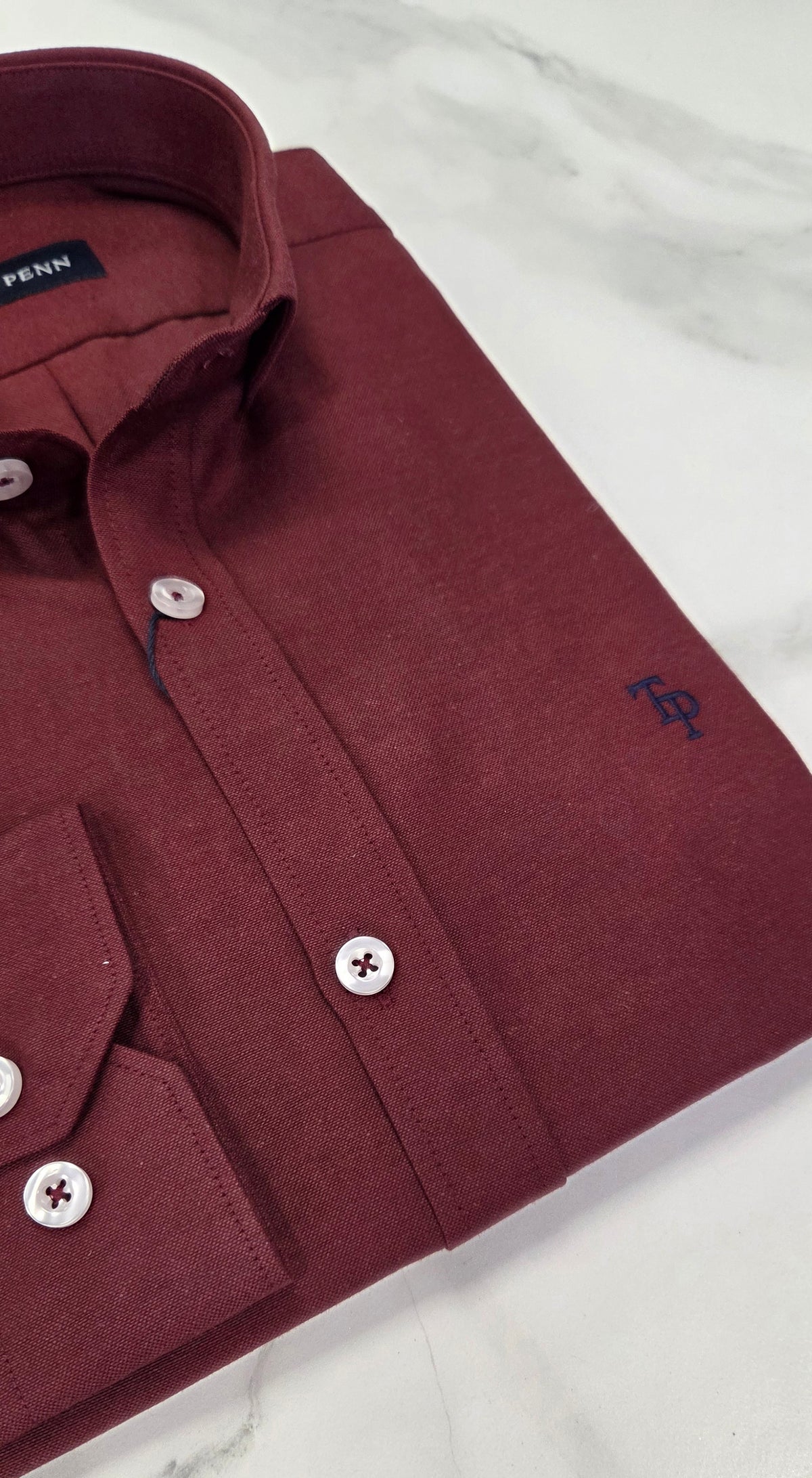 TOM PENN OXFORD COTTON L/S SHIRT - WINE
