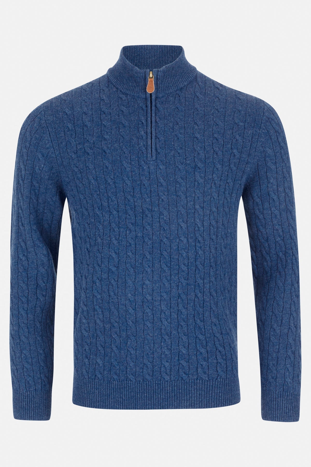 BENETTI GRANT CABLE 1/4 ZIP KNITWEAR - INDIGO