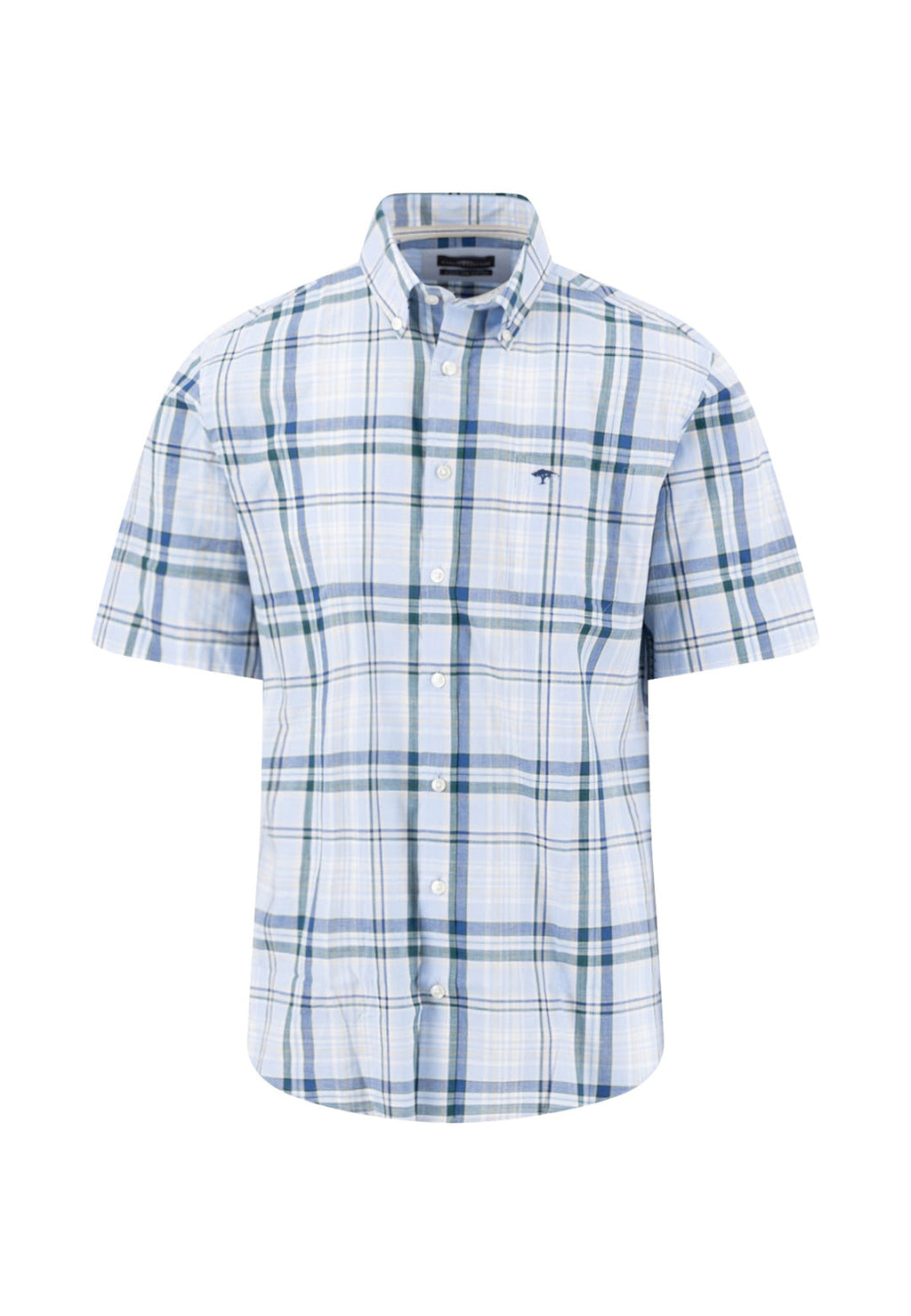 FYNCH HATTON CHECK S/S SHIRT (16045031/653) - BLUE/GREEN