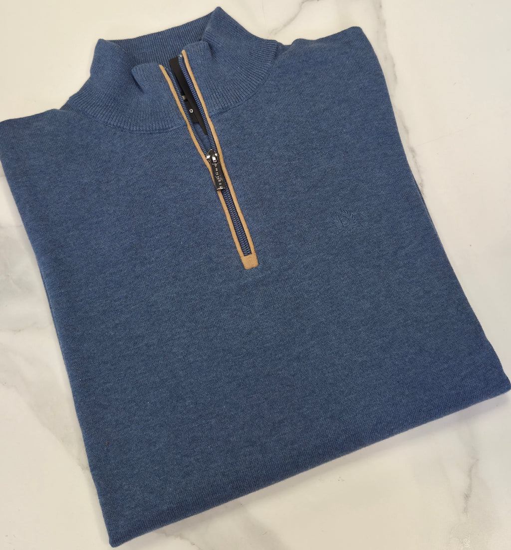 BUGATTI 1/4 ZIP KNITWEAR (15510E/370) - DENIM BLUE
