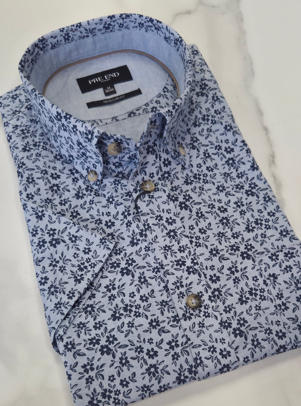 PRE END CHRIS FLORAL S/S SHIRT - BLUE/NAVY