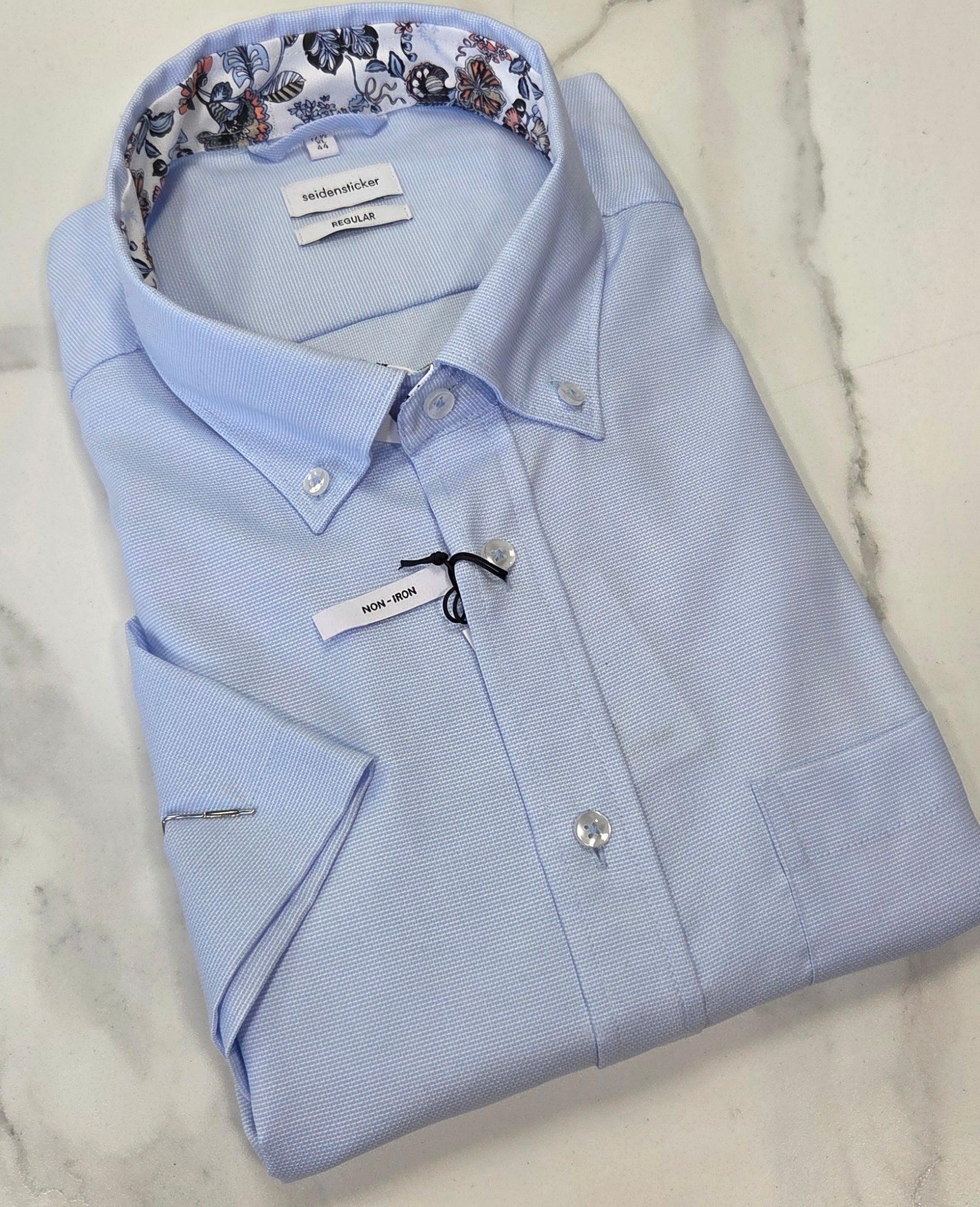 SEIDENSTICKER S/S SHIRT REGULAR FIT (01.146649/42) - BABY BLUE