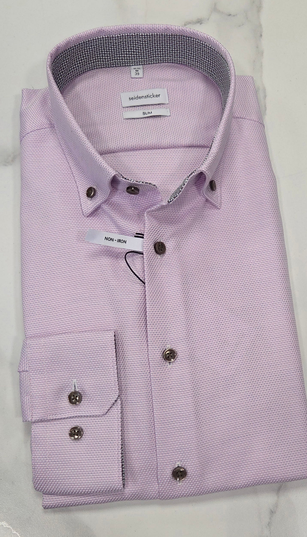 SEIDENSTICKER FLICK PATTERN SLIM FIT L/S SHIRT (01.852426.42) - PINK/BLUE
