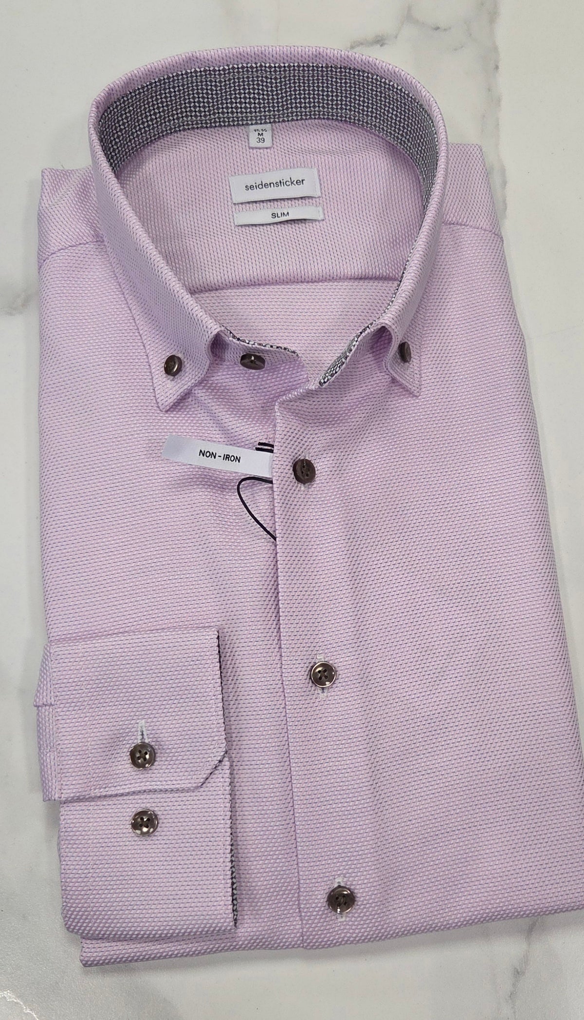 SEIDENSTICKER FLICK PATTERN SLIM FIT L/S SHIRT (01.852426.42) - PINK/BLUE