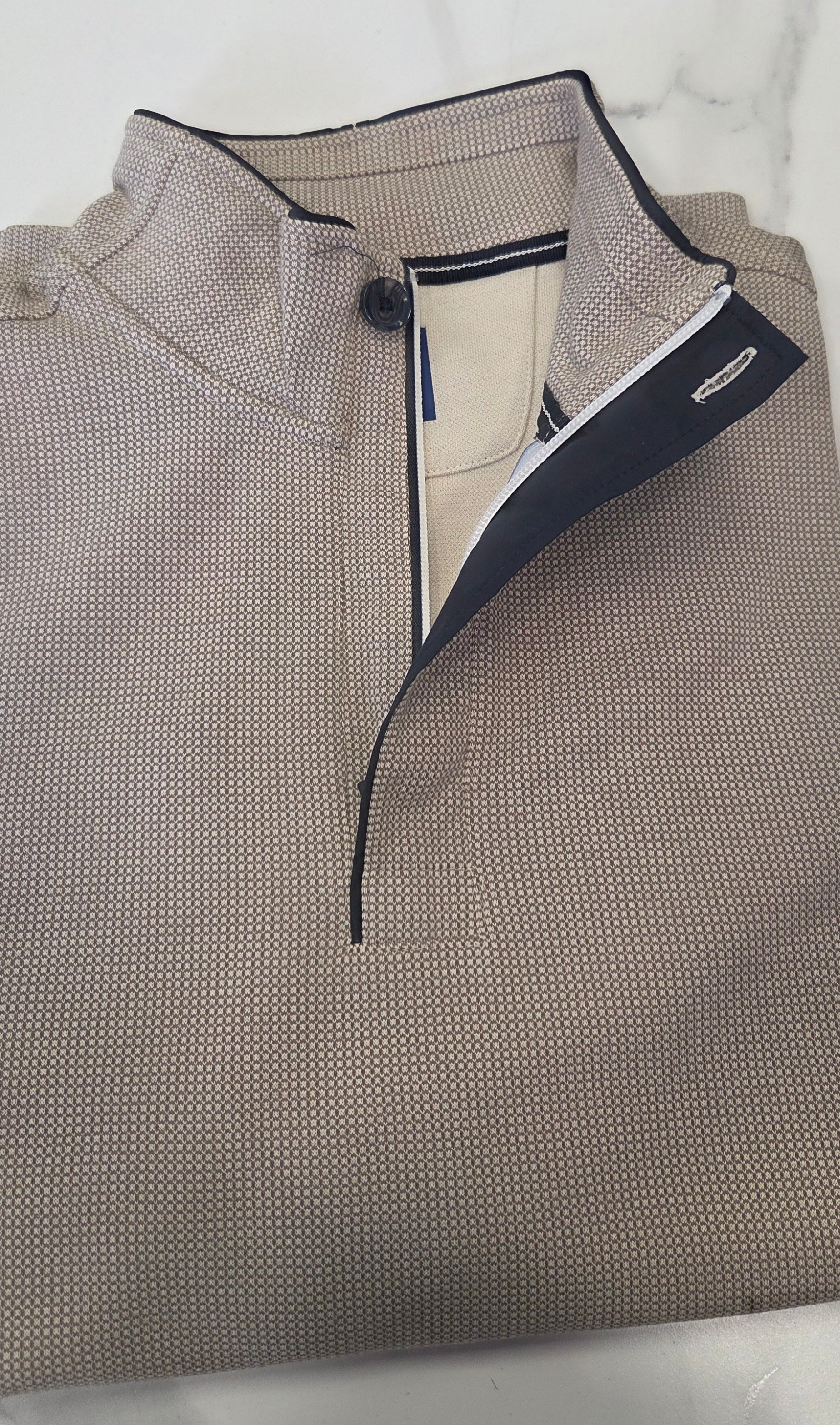 BAILEYS 1/4 BUTTON SWEATSHIRT - BEIGE