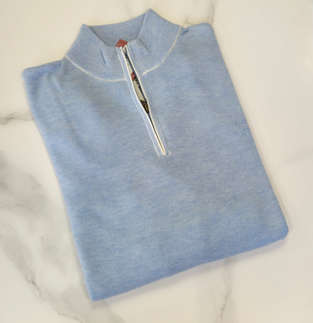 BENETTI JULIUS 1/4 ZIP KNITWEAR - SKY BLUE
