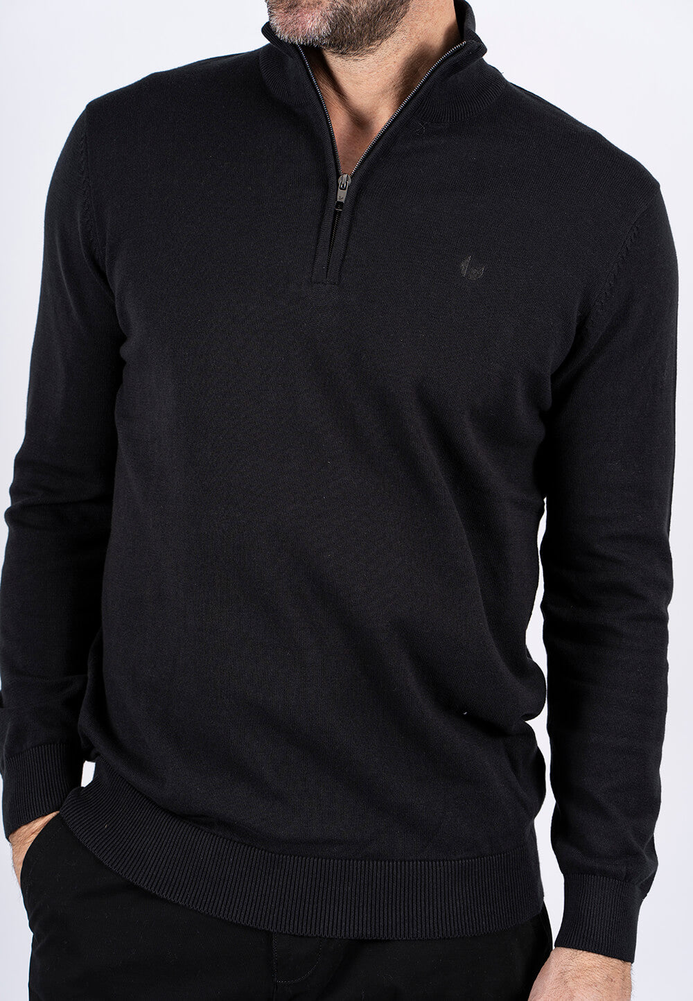 PRE END MALCOM ZIP KNITWEAR - BLACK