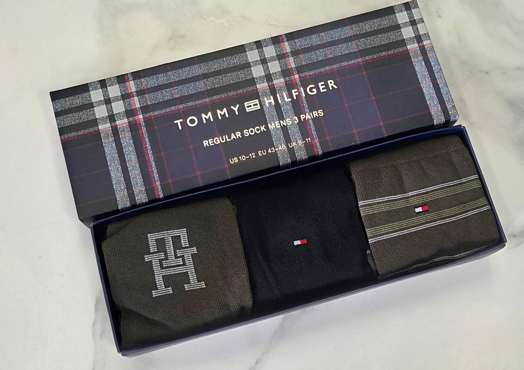 TOMMY HILFIGER MONOGRAM 3 PACK GIFT BOX - OLIVE