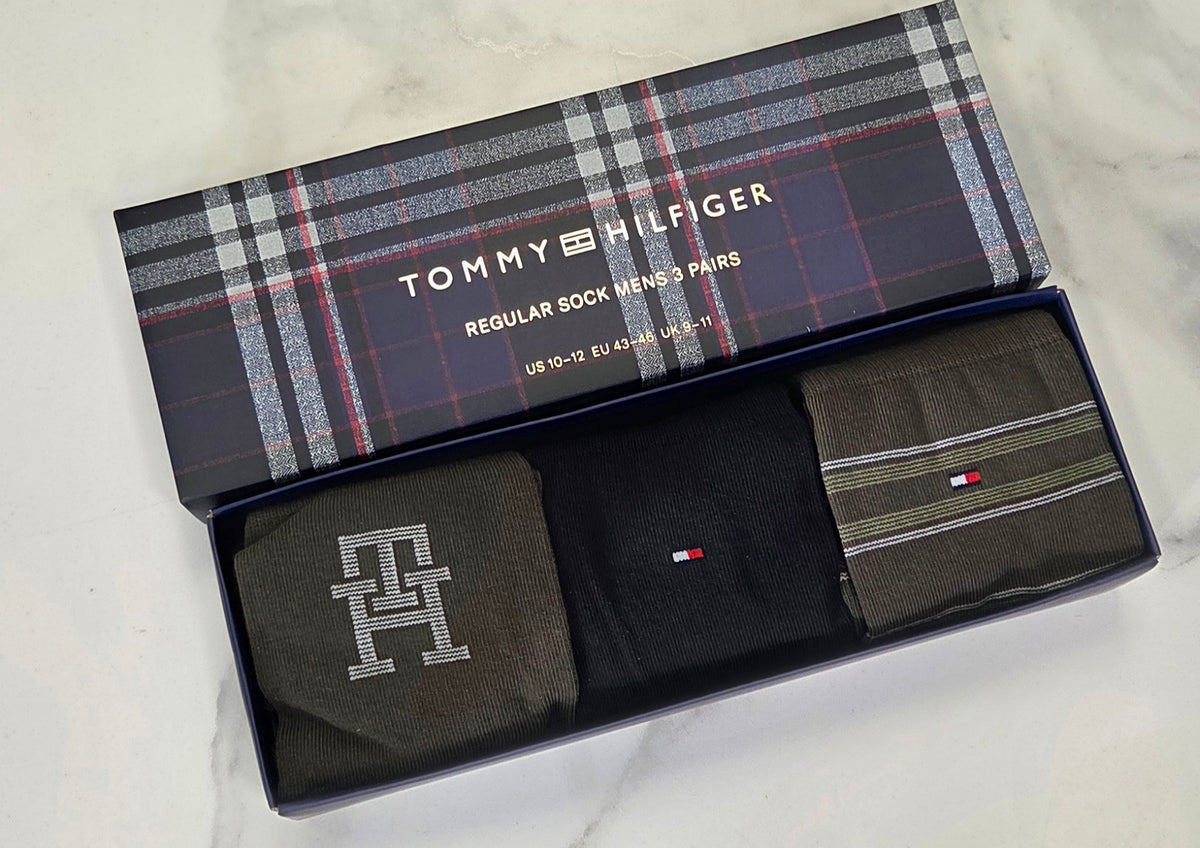 TOMMY HILFIGER MONOGRAM 3 PACK GIFT BOX - OLIVE