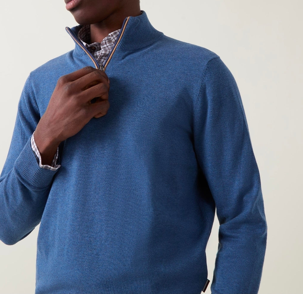 BUGATTI 1/4 ZIP KNITWEAR (15510E/370) - DENIM BLUE