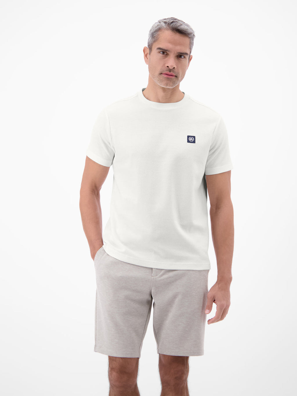LERROS TEXTURED CREW T-SHIRT- WHITE