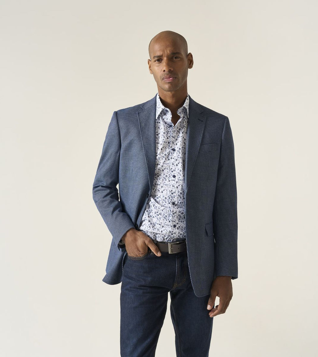 SKOPES DOUG TEXTURED  BLAZER - NAVY BLUE