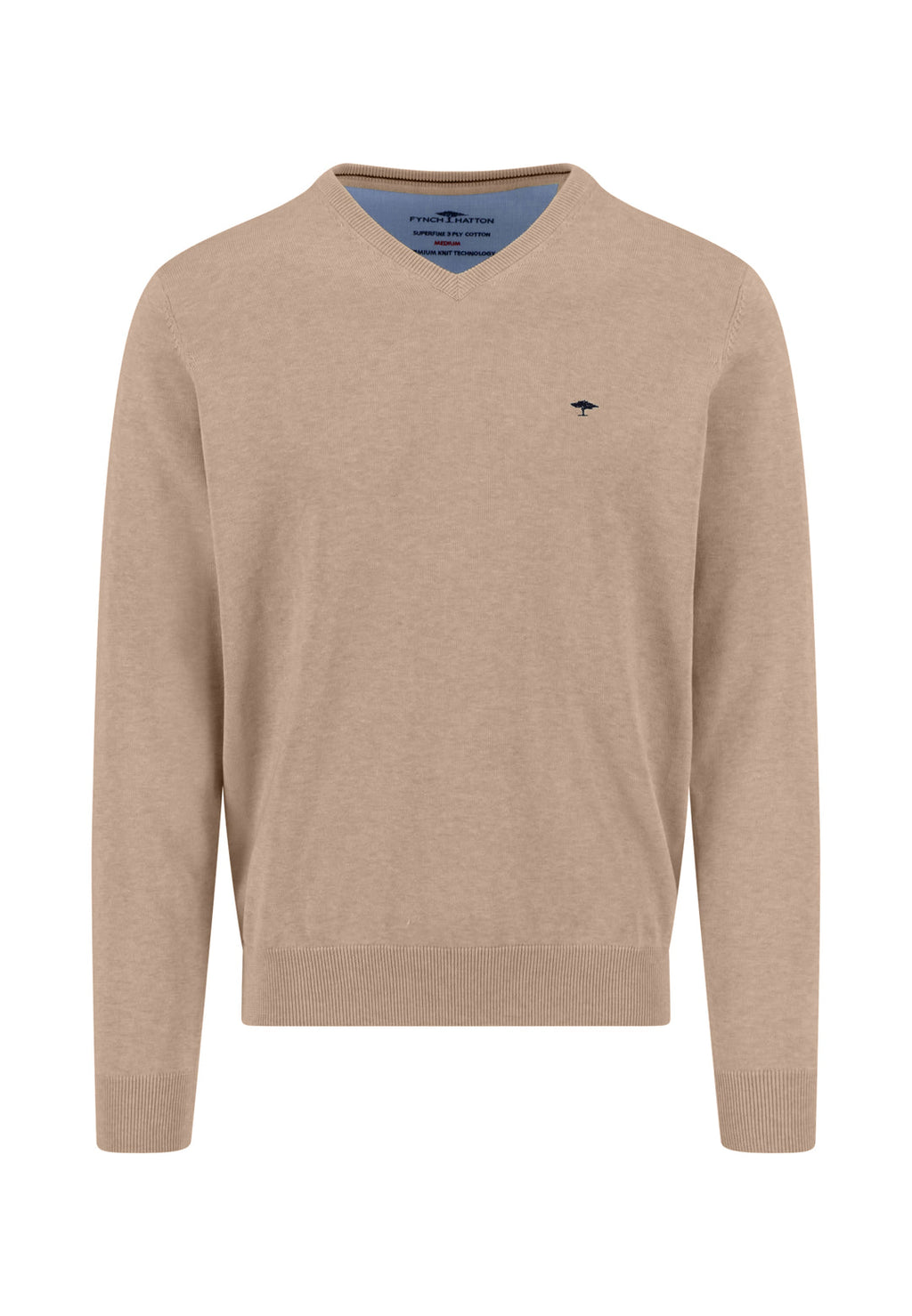 FYNCH HATTON V-NECK KNITWEAR - BISCUIT