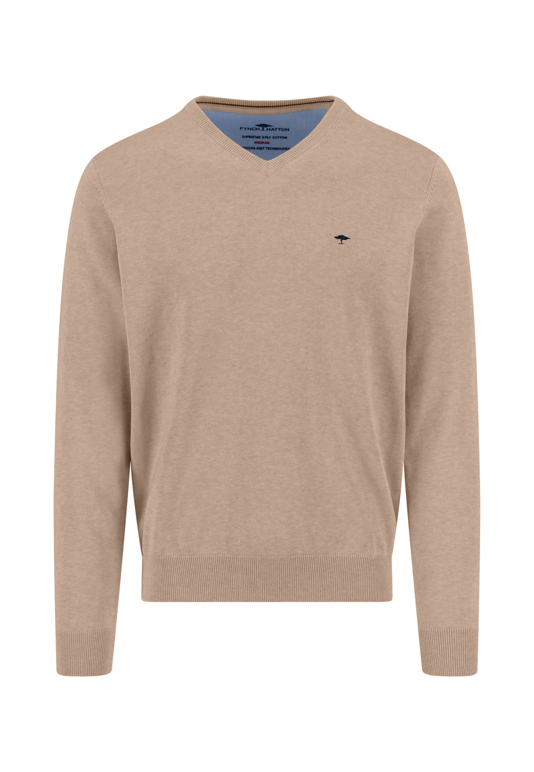 FYNCH HATTON V-NECK KNITWEAR - BISCUIT