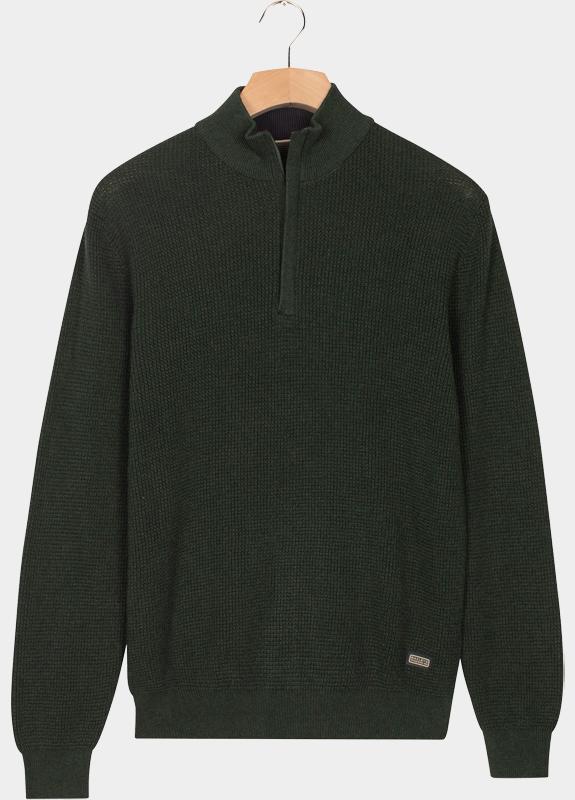 BAILEYS TEXTURED 1/4 ZIP KNITWEAR - KHAKI