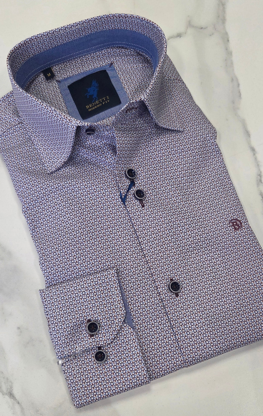 BENETTI MOSCO L/S SHIRT - WINE/BLUE