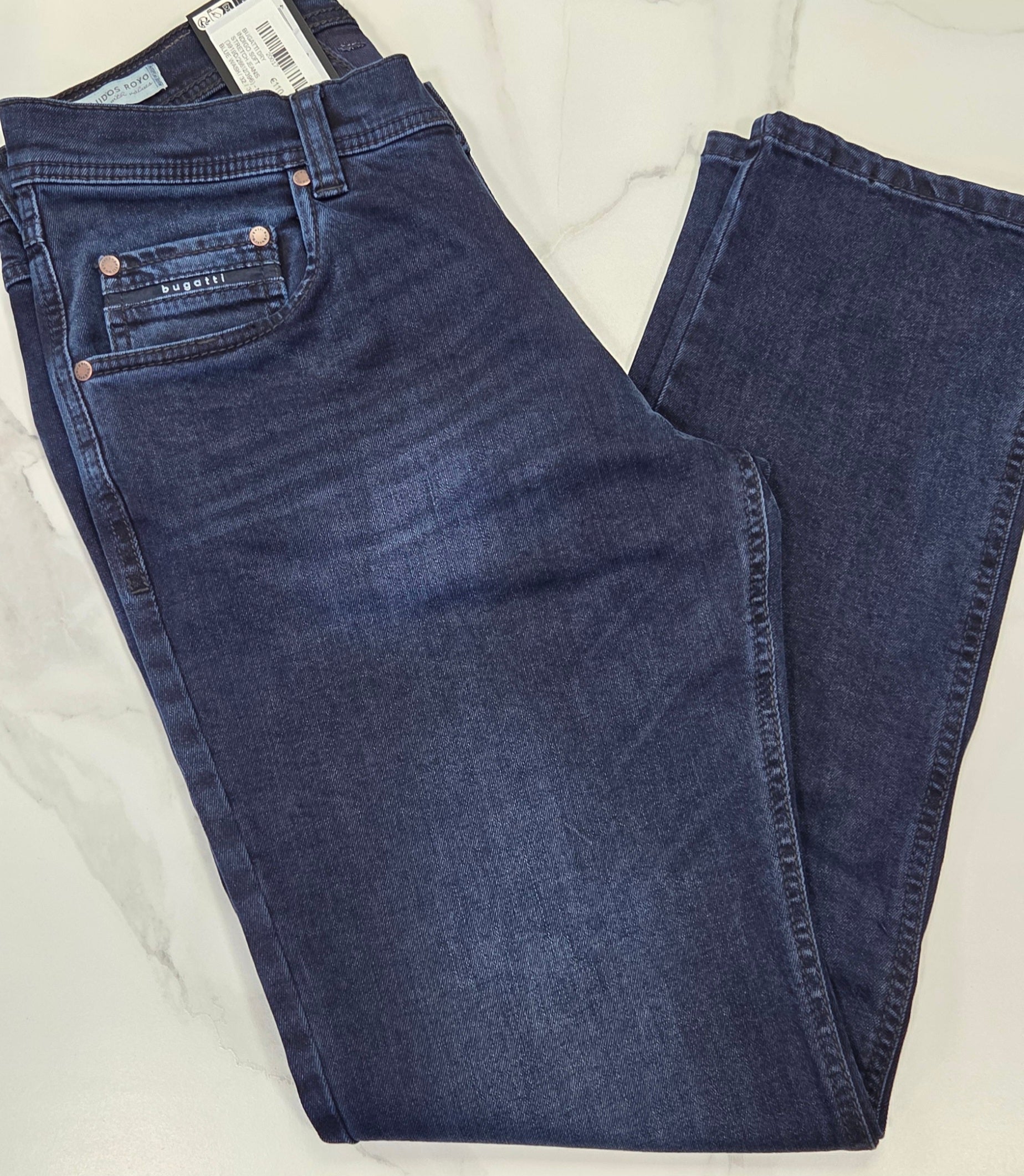 BUGATTI DRY INDIGO SOFT STRETCH JEANS (3919D/26612/396) - NAVY BLUE WASH