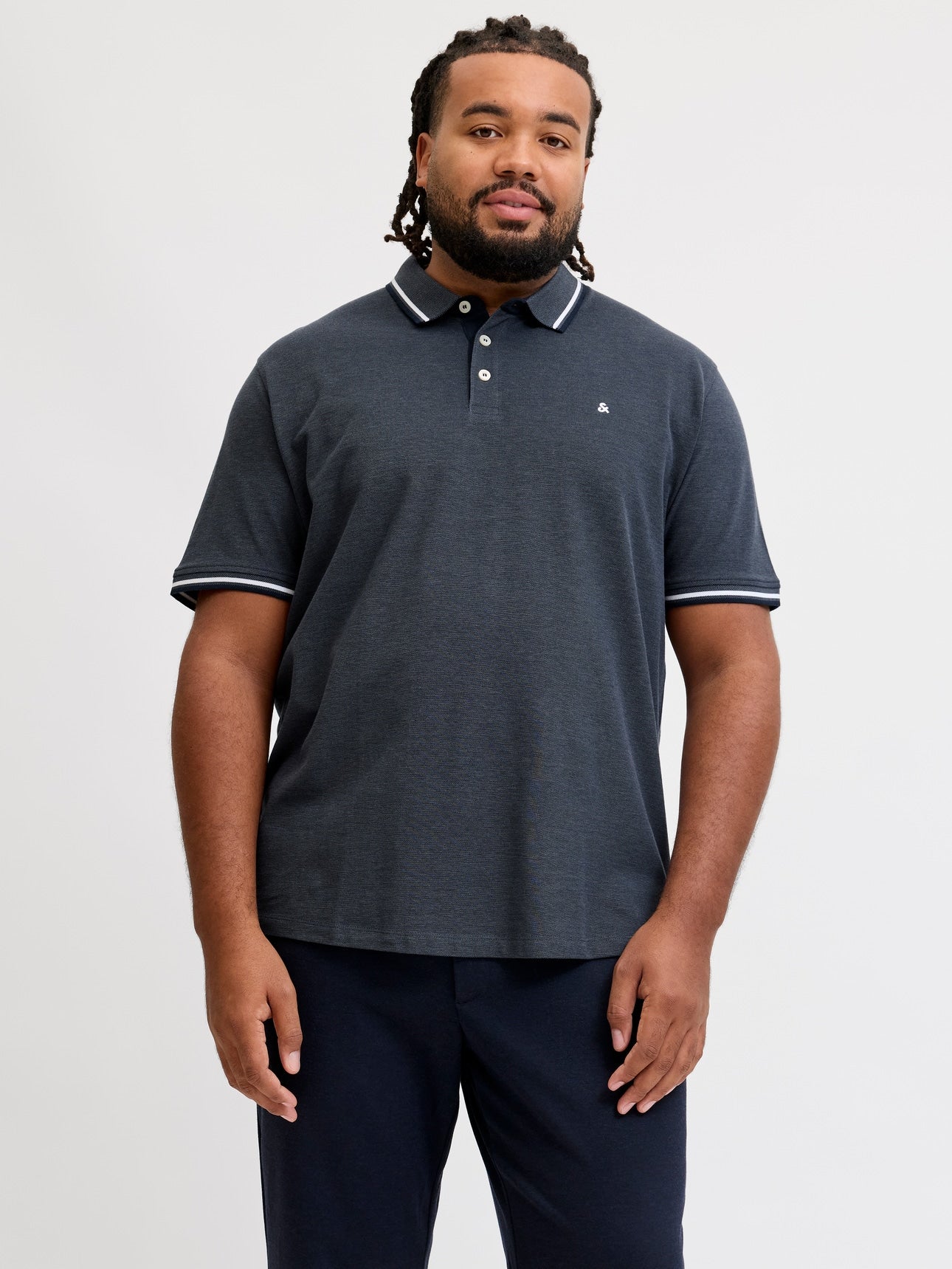 JACK & JONES MIRAGE POLOSHIRT PLUS SIZE - CHARCOAL