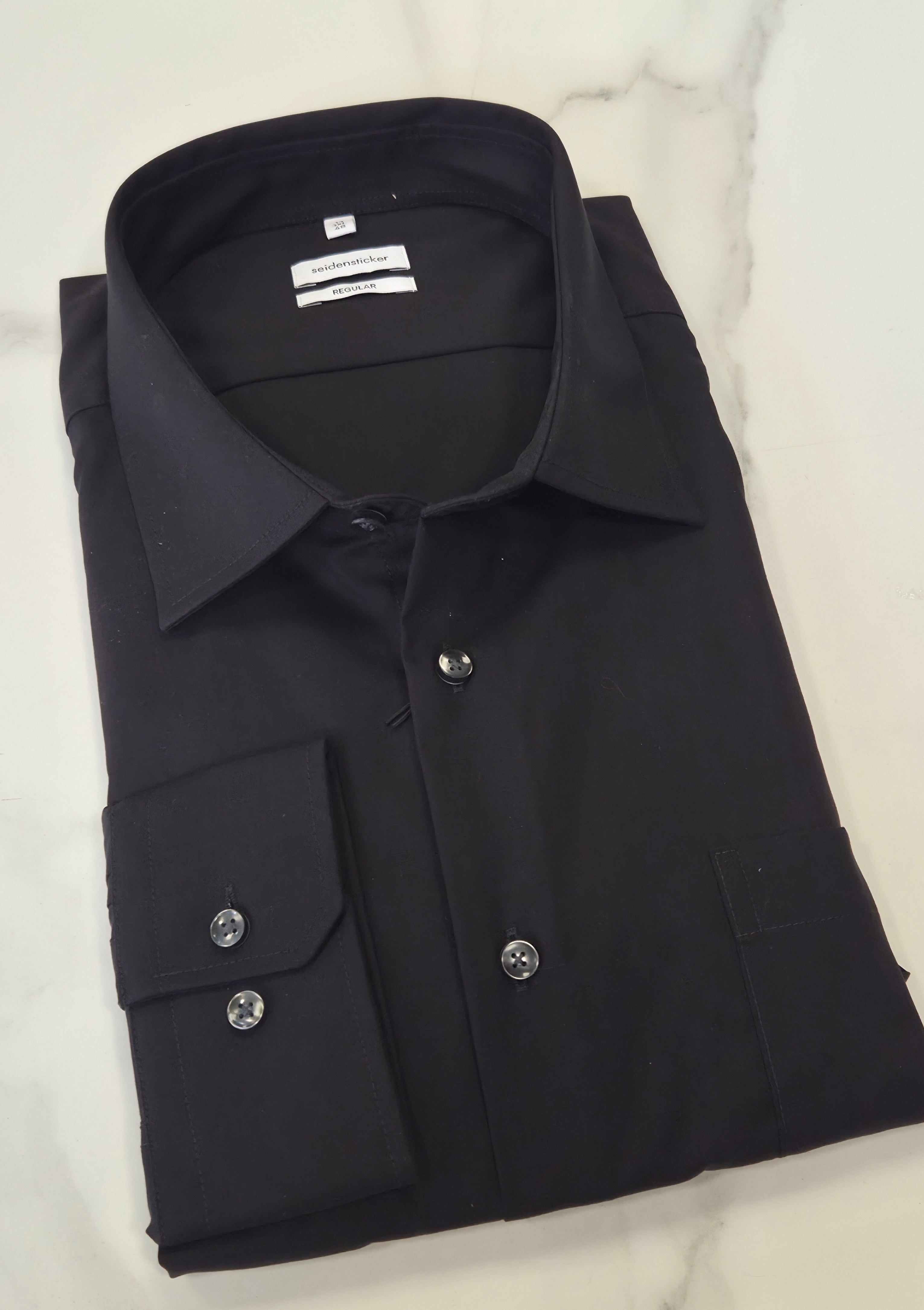 SEIDENSTICKER KENT REGULAR FIT L/S SHIRT PLUS SIZED (010010084) - BLACK