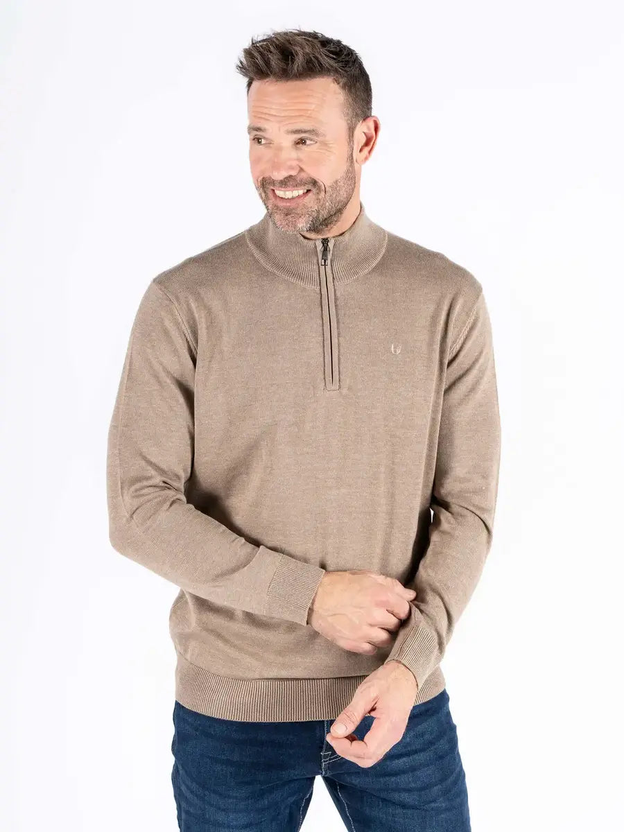 PRE END MALCOM ZIP KNITWEAR - BEIGE