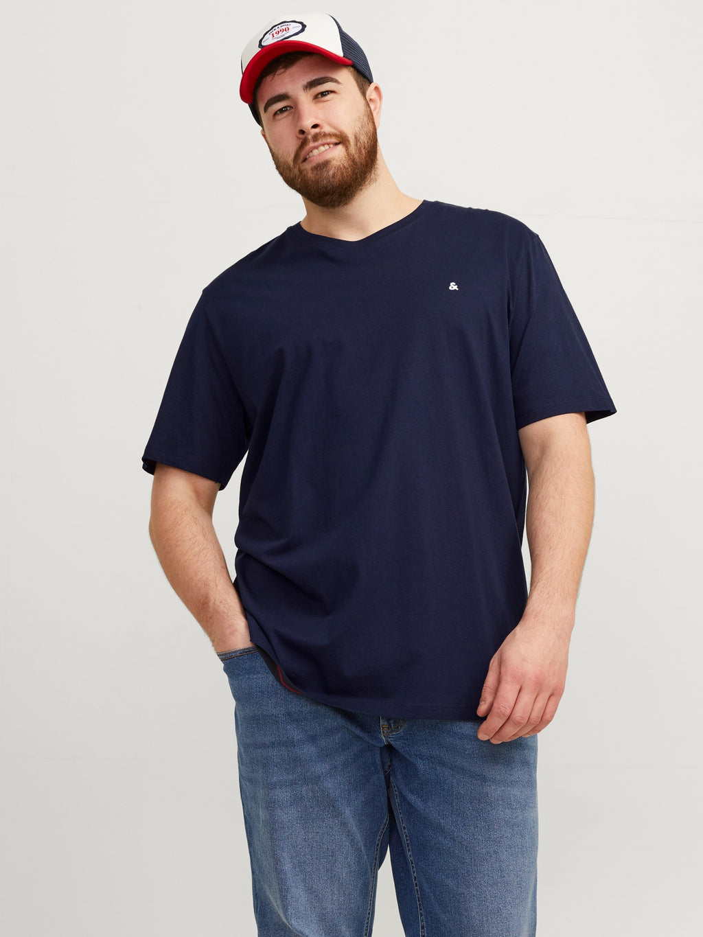 JACK &  JONES T-SHIRT PLUS SIZE - NAVY