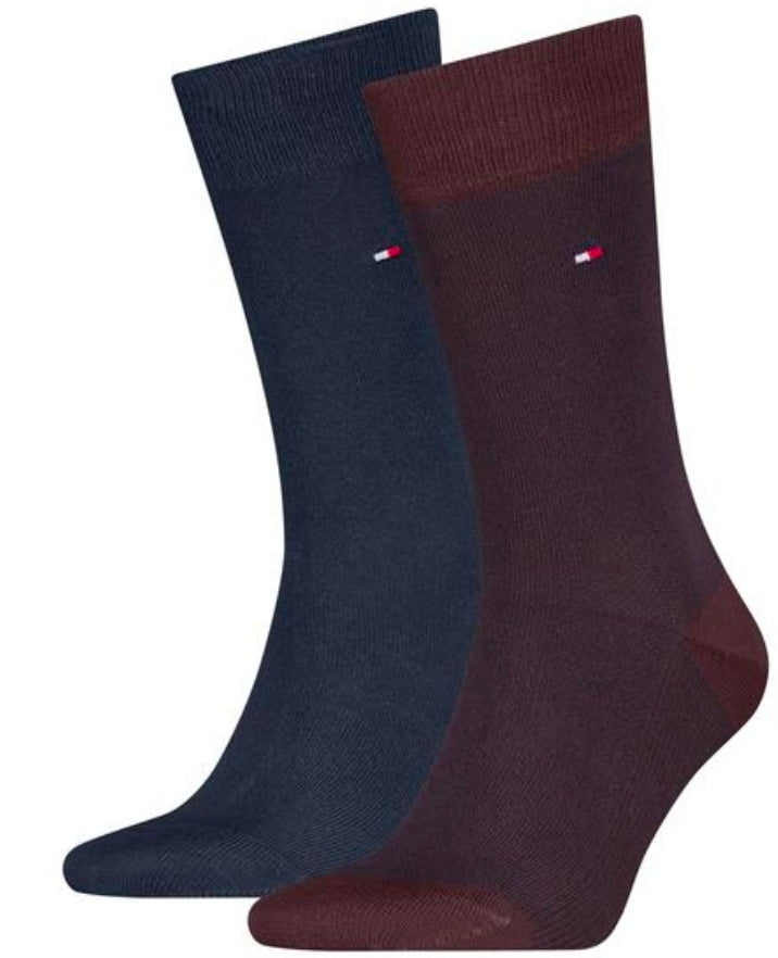 TOMMY HILFIGER 2 PACK SOCKS - WINE/NAVY