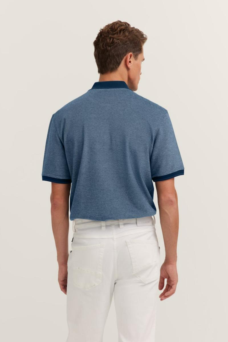 BUGATTI TEXTURED POLOSHIRT  - BLUE