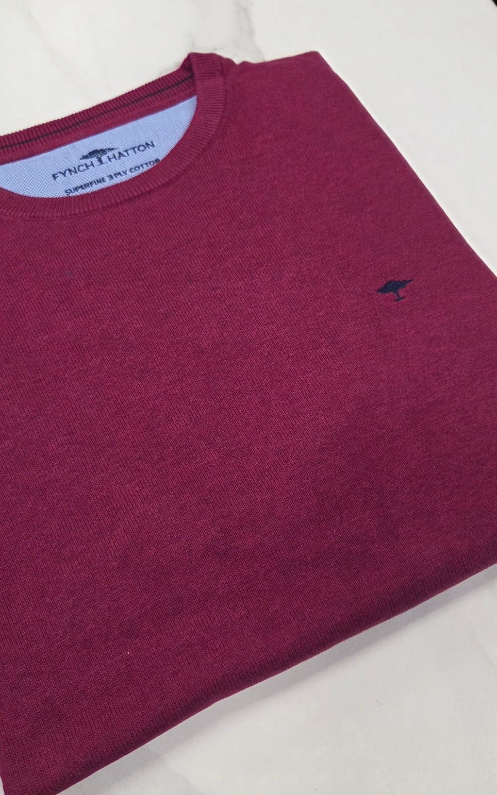 FYNCH HATTON O-NECK KNITWEAR  - WINE