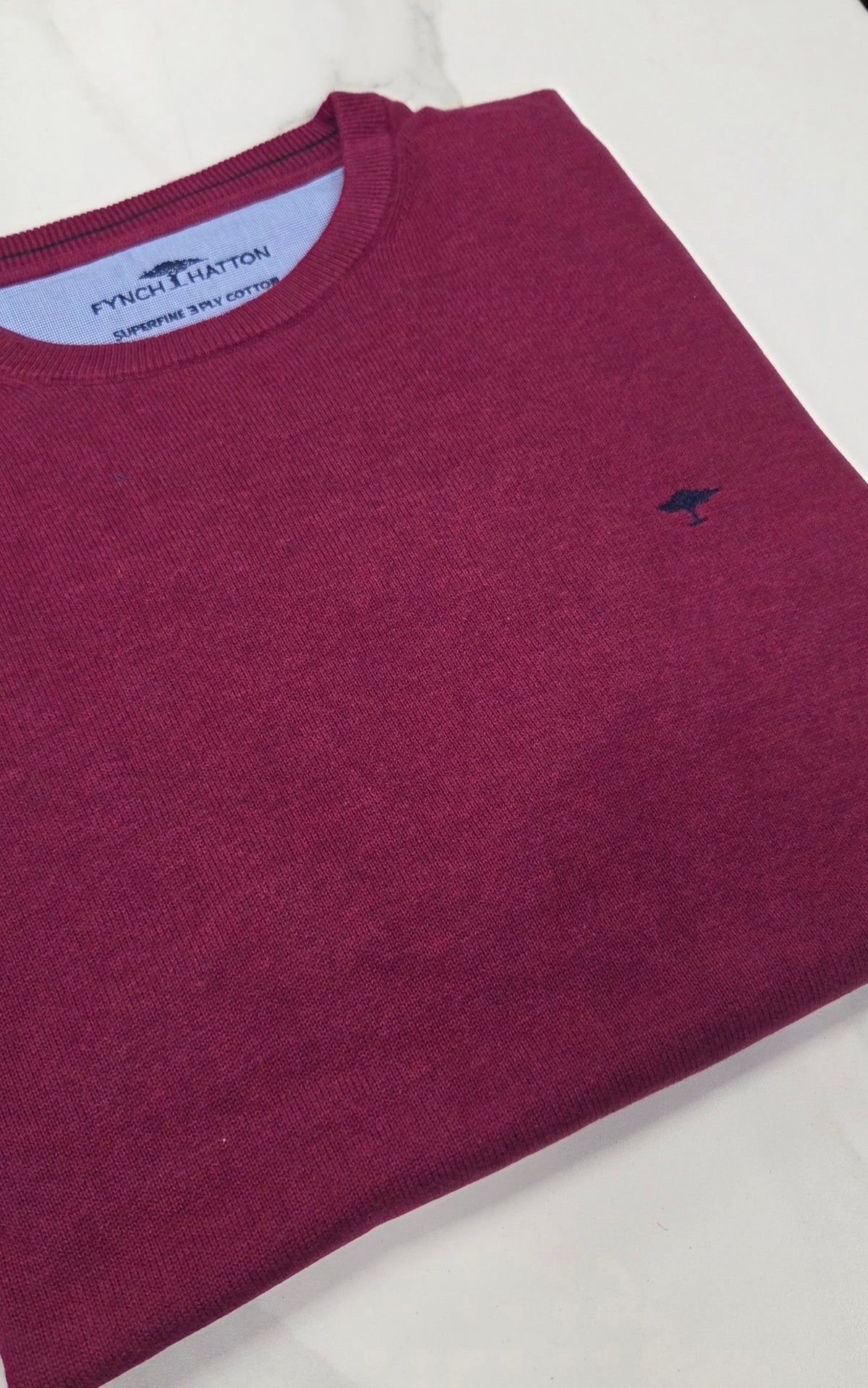 FYNCH HATTON O-NECK KNITWEAR  - WINE