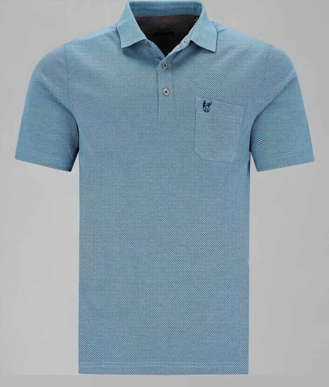 HAJO TEXTURED POLO SHIRT (20104/616) - TEAL/NAVY