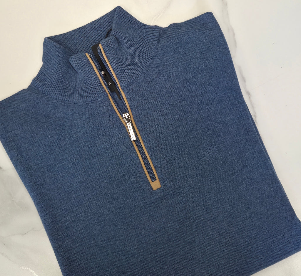 BUGATTI 1/4 ZIP KNITWEAR (15510E/370) - DENIM BLUE