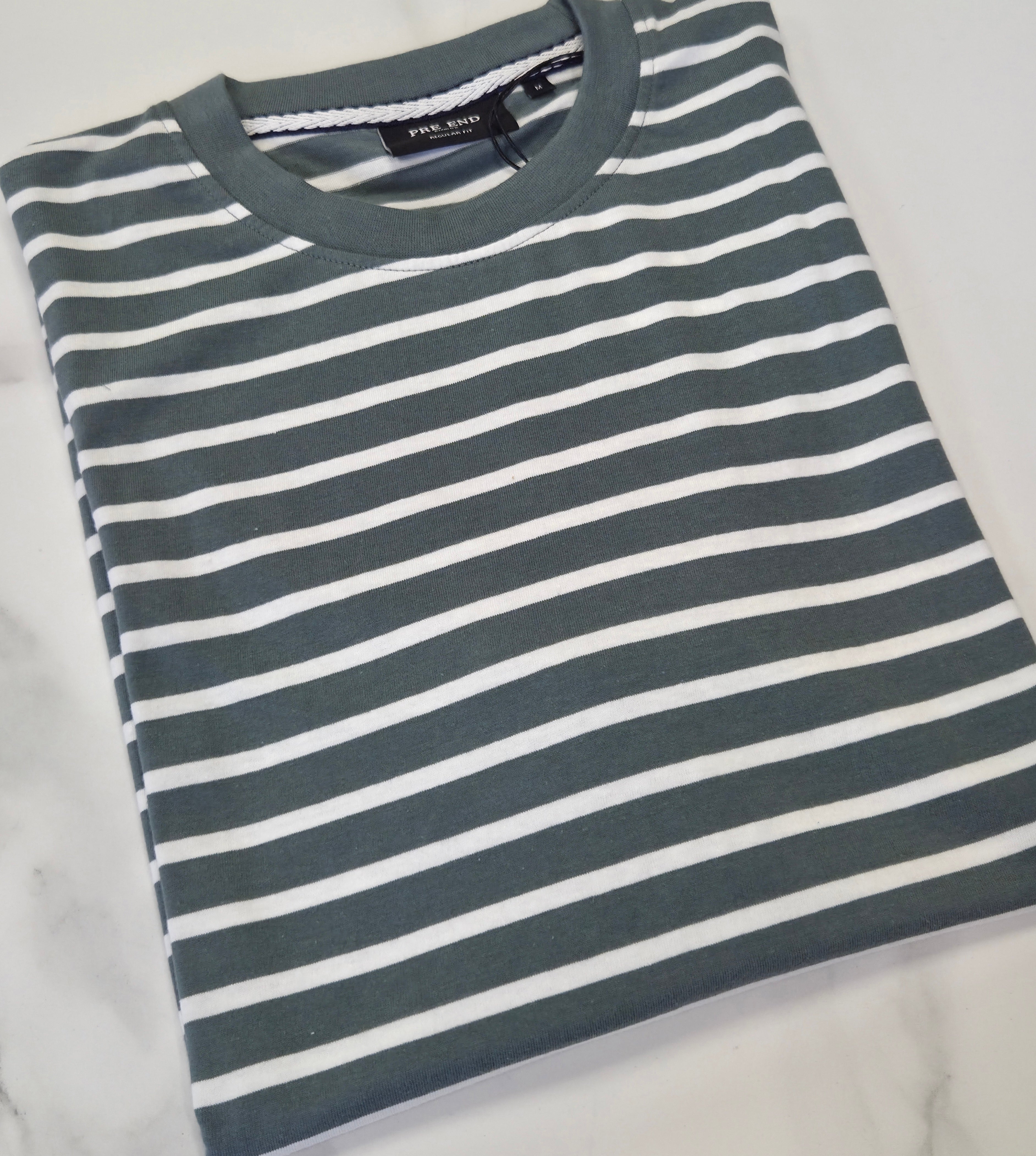 PRE END RUNNER STRIPE T-SHIRT - SAGE/WHITE