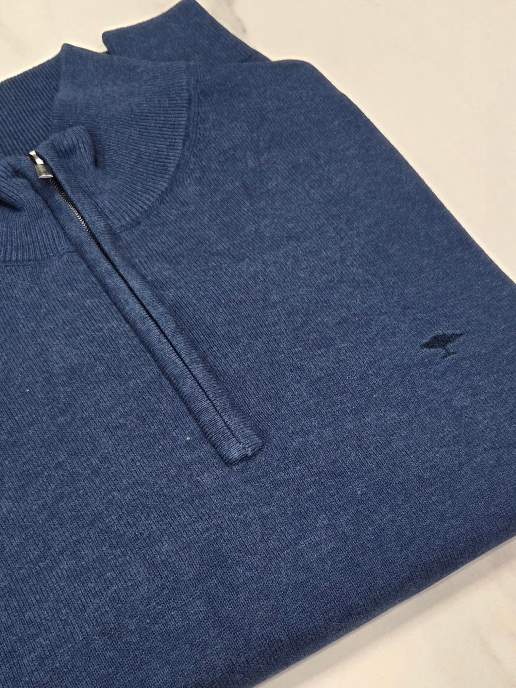 FYNCH HATTON 1/4 ZIP KNITWEAR  - INK BLUE