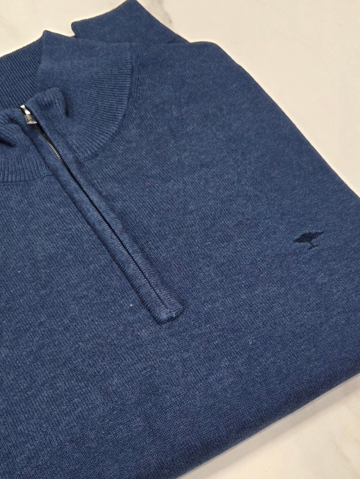 FYNCH HATTON 1/4 ZIP KNITWEAR  - INK BLUE