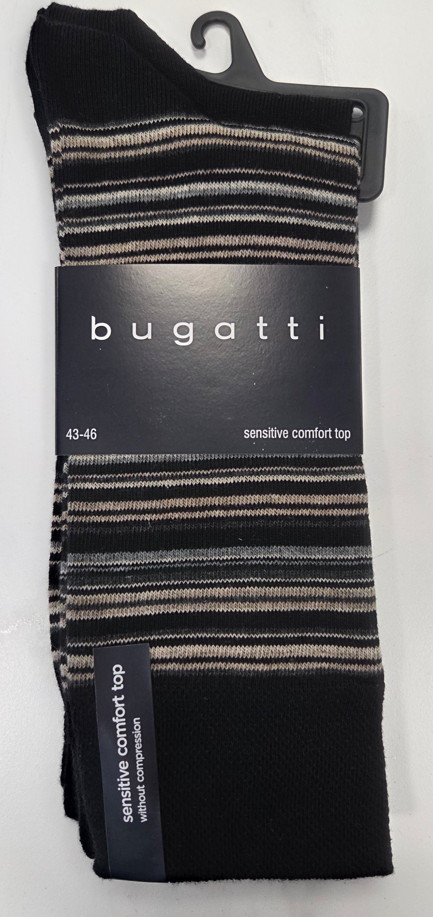 BUGATTI 2 PK SOCKS STRIPE (6385) -  BLACK