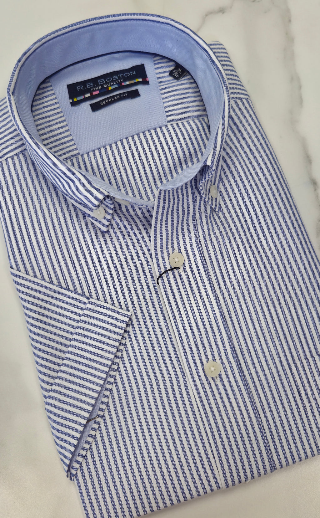 R.B BOSTON STRIPE S/S SHIRT (616670/65) - BLUE/WHITE