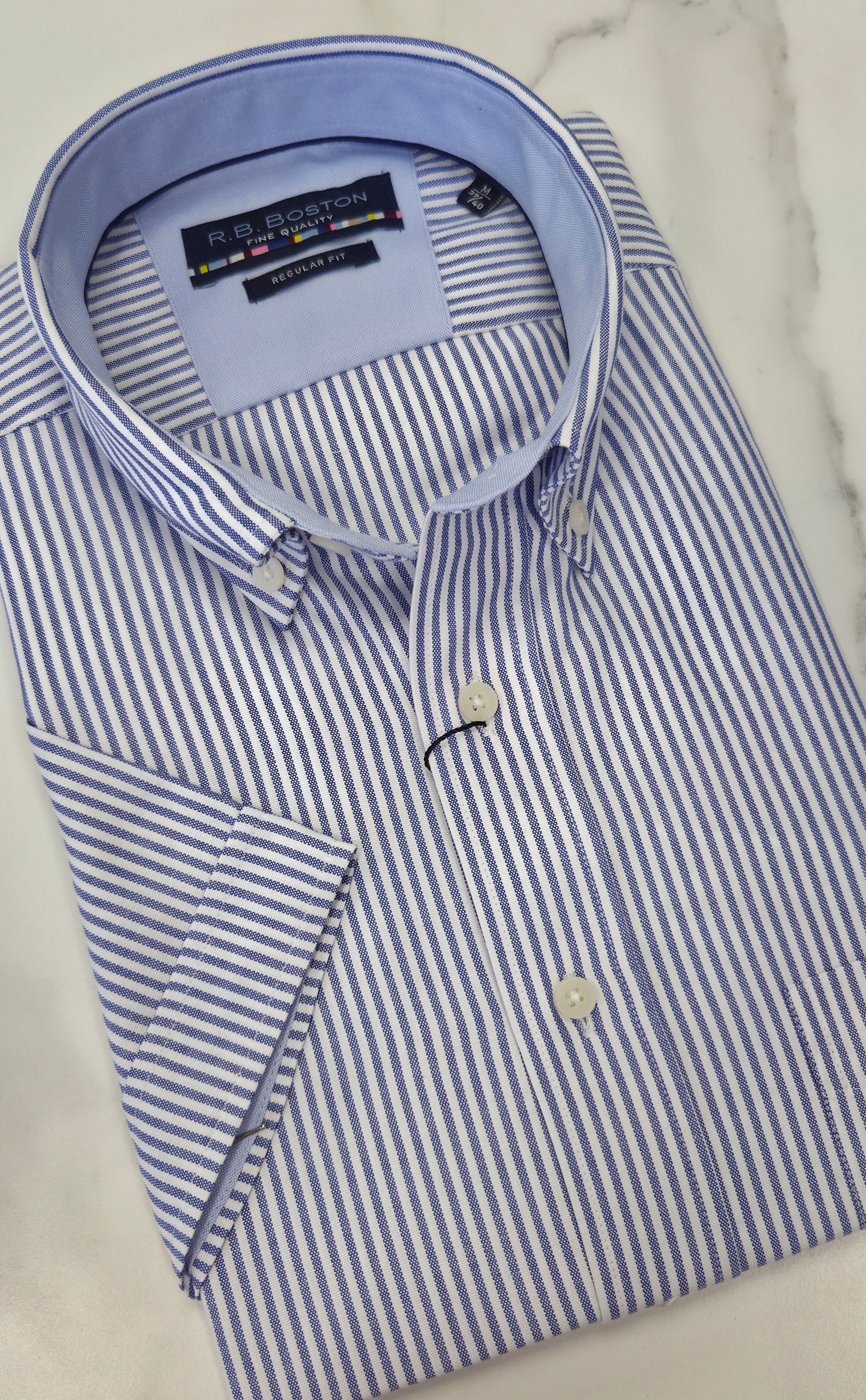 R.B BOSTON STRIPE S/S SHIRT (616670/65) - BLUE/WHITE