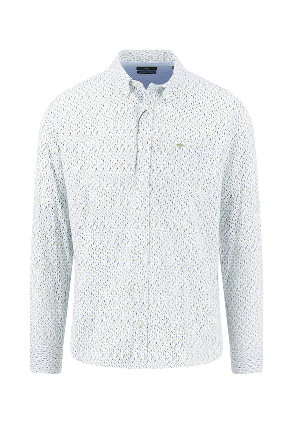 FYNCH HATTON PRINTED L/S SHIRT  - BLUE/GREEN