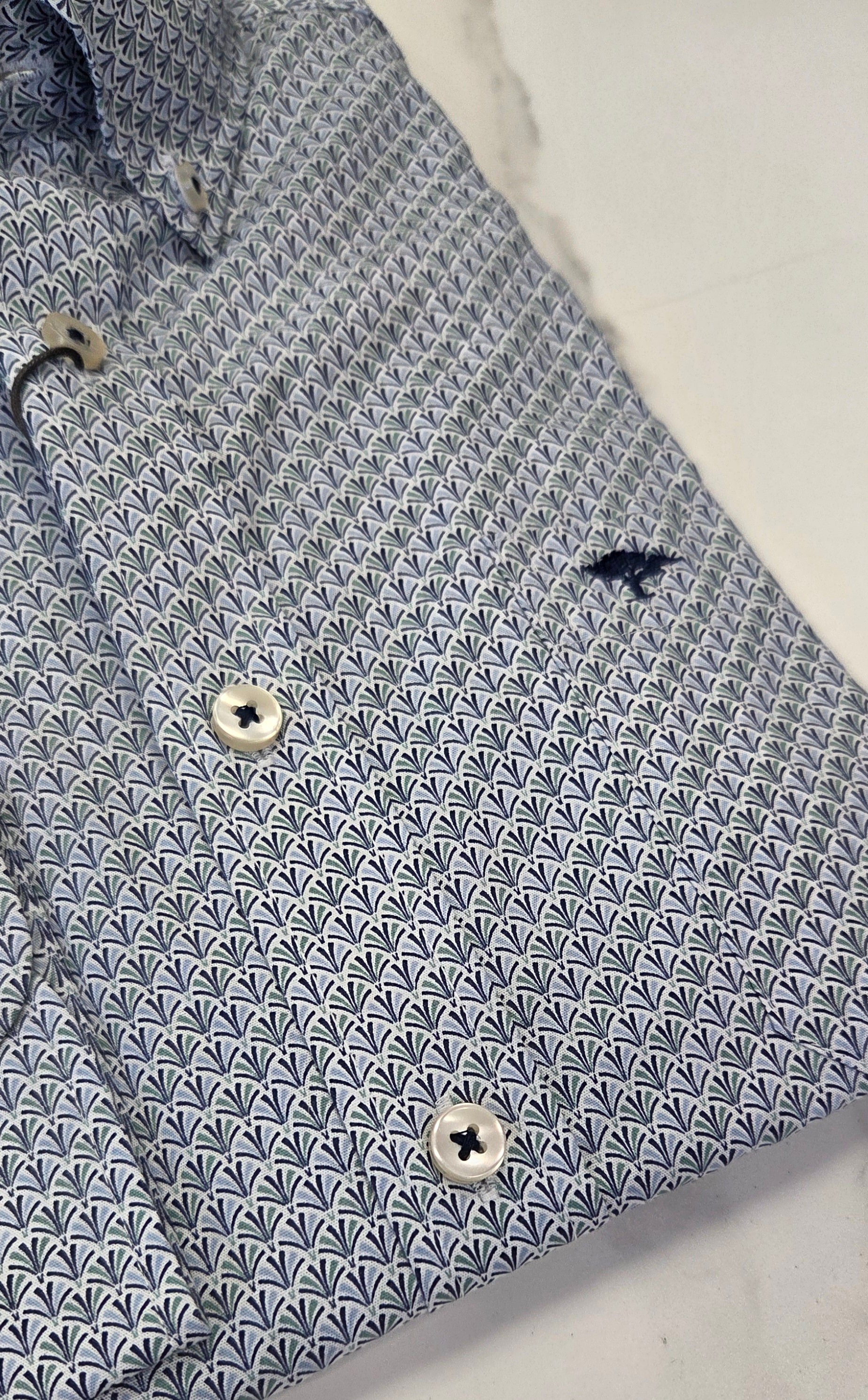 FYNCH HATTON PATTERN L/S SHIRT - BLUE/GREEN