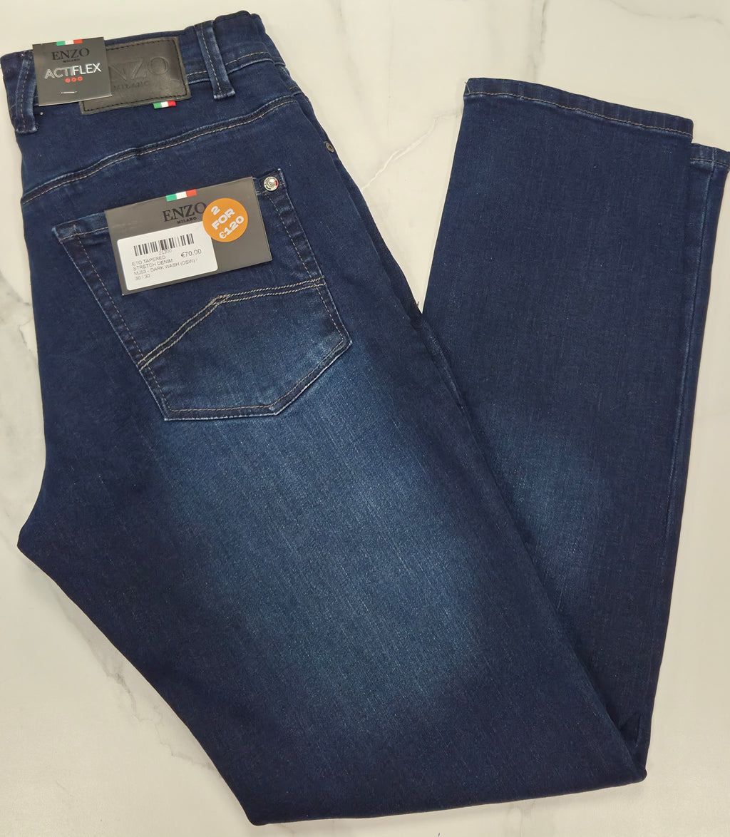 ENZO TAPERED STRETCH DENIM MJ53 - DARK WASH (DSW)